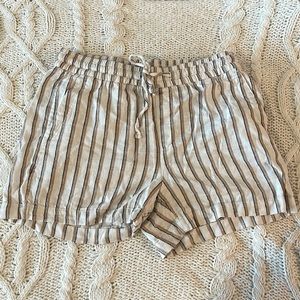Cream Striped Old Navy Linen Shorts